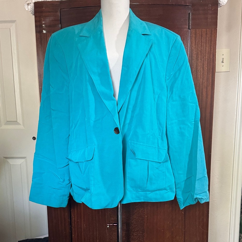 Plus size Evan-Picone Turquoise Single-Button Blazer